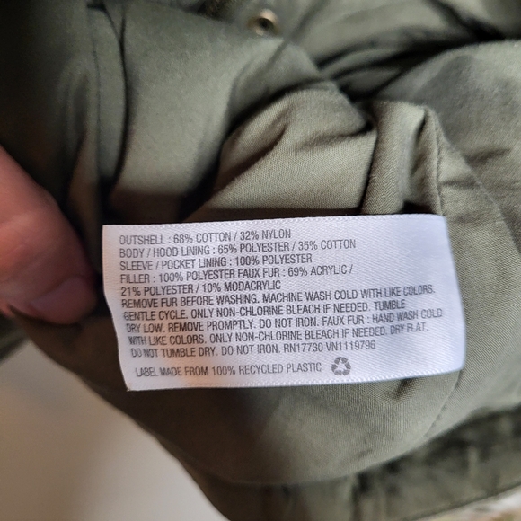 Khaki Cinched Waist Parka Jacket - Picture 10 of 11